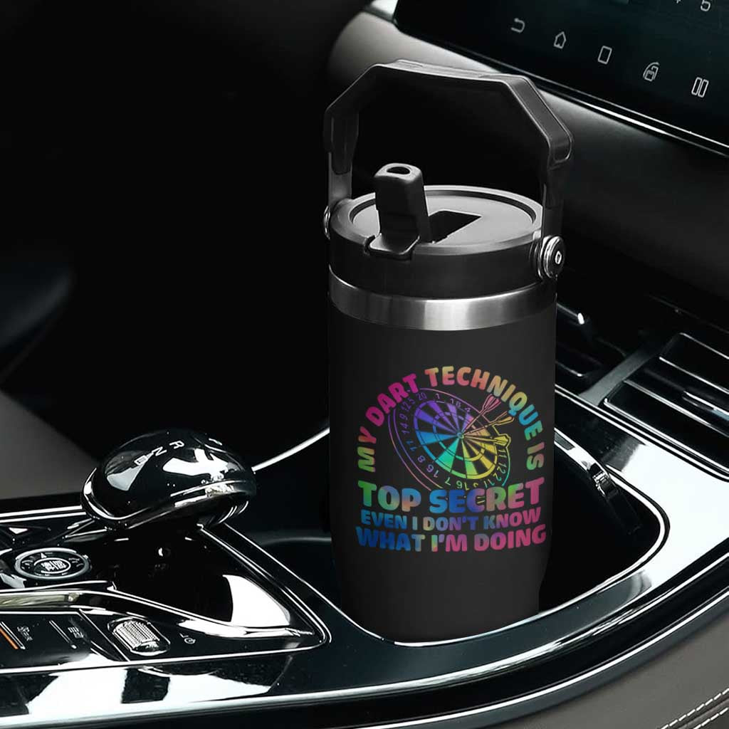 My Dart Technique Is Top Secret Flip Straw Tumbler Vintage Tie Dye Dart Lover TS12 Print Your Wear
