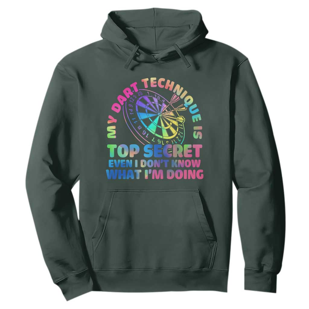 My Dart Technique Is Top Secret Hoodie Vintage Tie Dye Dart Lover TS12 Dark Forest Green Print Your Wear