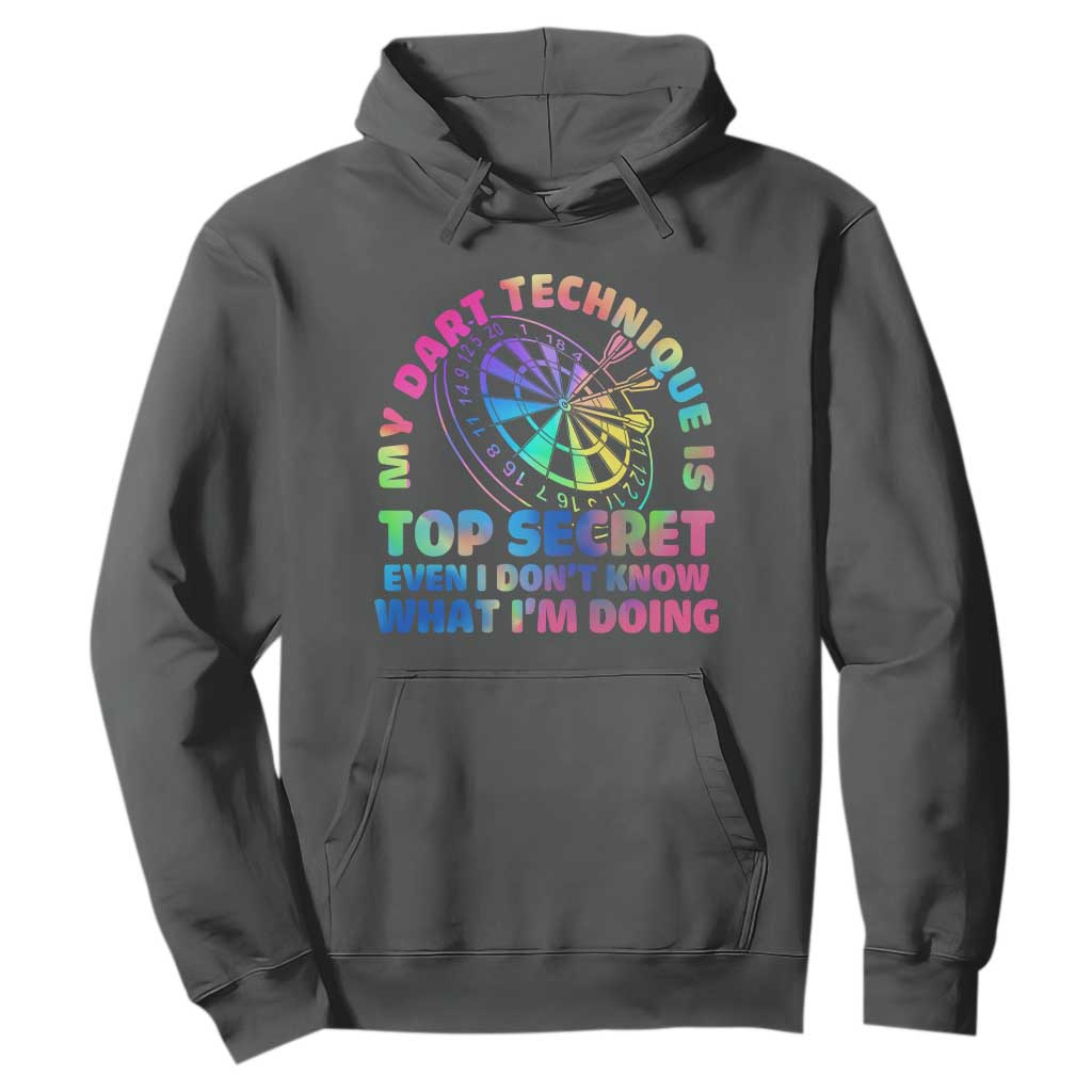 My Dart Technique Is Top Secret Hoodie Vintage Tie Dye Dart Lover TS12 Dark Heather Print Your Wear