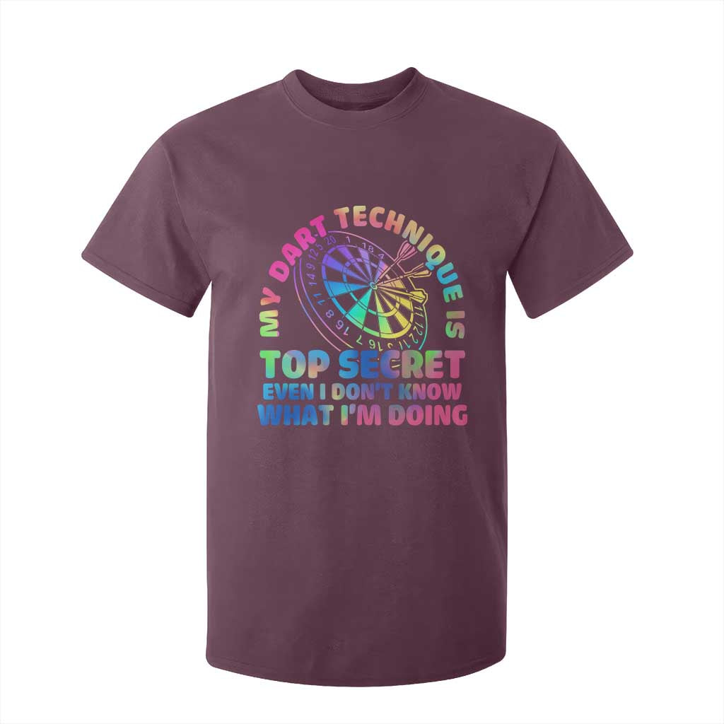 My Dart Technique Is Top Secret T Shirt For Kid Vintage Tie Dye Dart Lover TS12 Maroon Print Your Wear
