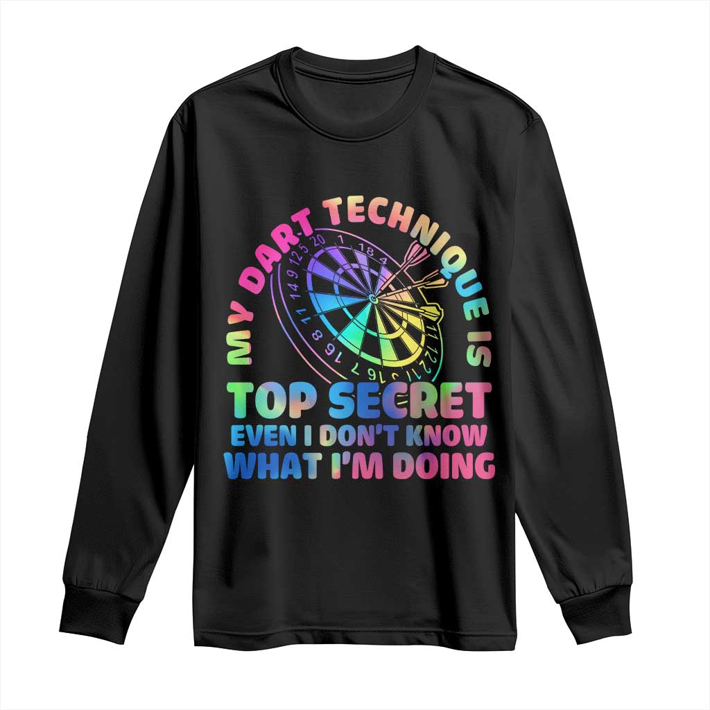 My Dart Technique Is Top Secret Long Sleeve Shirt Vintage Tie Dye Dart Lover TS12 Black Print Your Wear