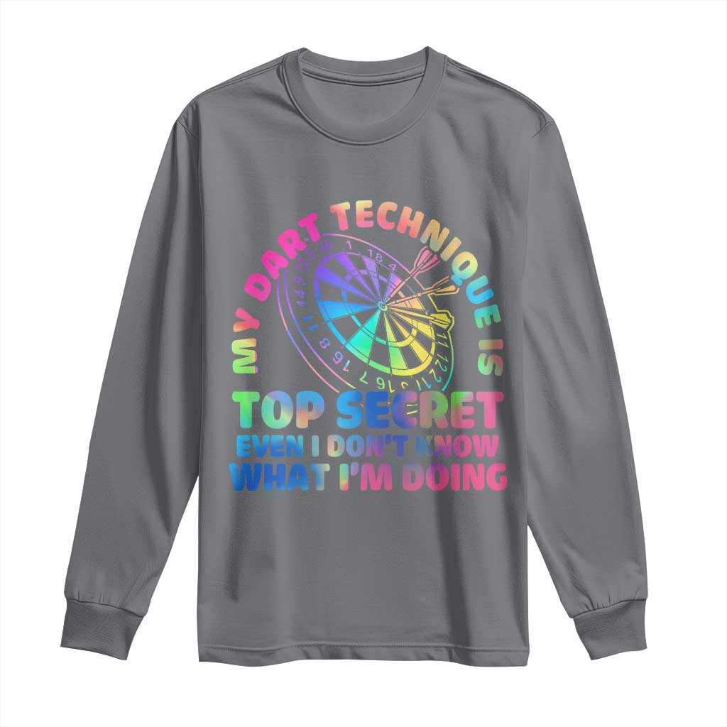 My Dart Technique Is Top Secret Long Sleeve Shirt Vintage Tie Dye Dart Lover TS12 Charcoal Print Your Wear