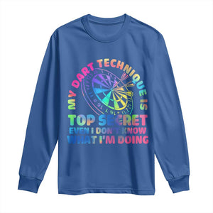 My Dart Technique Is Top Secret Long Sleeve Shirt Vintage Tie Dye Dart Lover TS12 Royal Blue Print Your Wear
