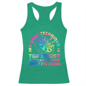 My Dart Technique Is Top Secret Racerback Tank Top Vintage Tie Dye Dart Lover TS12 Irish Green Print Your Wear