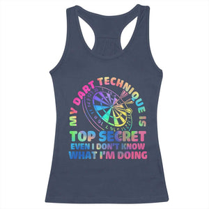 My Dart Technique Is Top Secret Racerback Tank Top Vintage Tie Dye Dart Lover TS12 Navy Print Your Wear