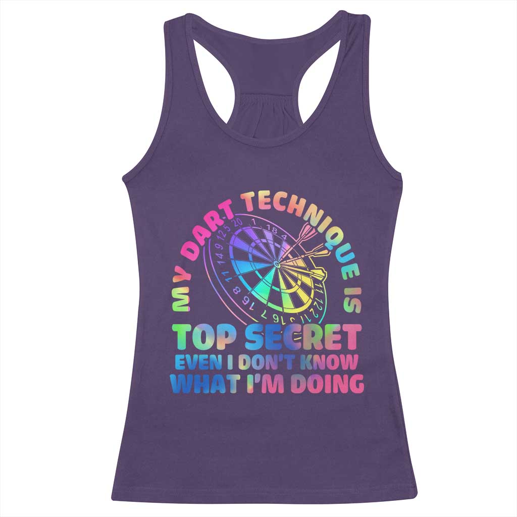 My Dart Technique Is Top Secret Racerback Tank Top Vintage Tie Dye Dart Lover TS12 Purple Print Your Wear