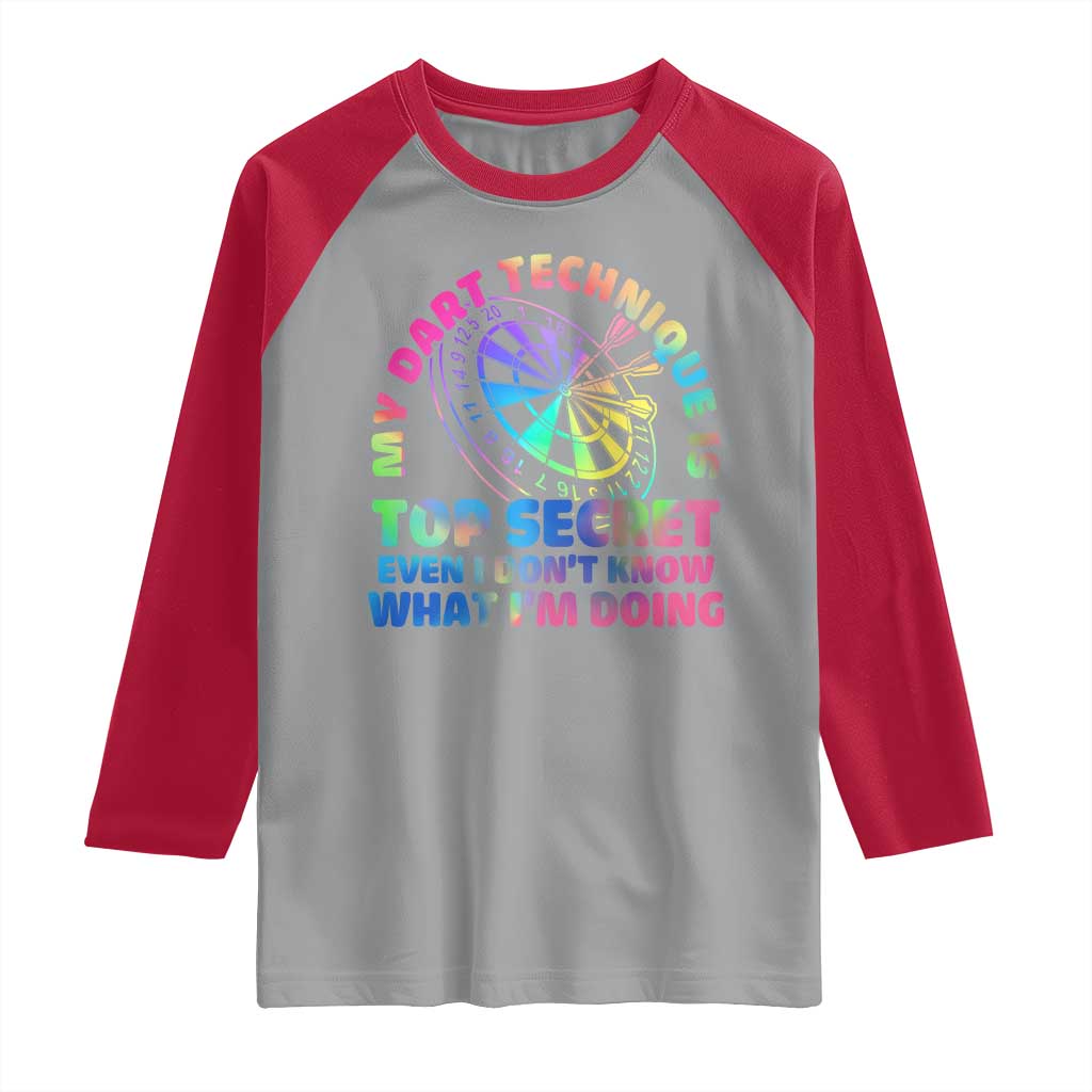 My Dart Technique Is Top Secret Raglan Shirt Vintage Tie Dye Dart Lover TS12 Sport Gray Red Print Your Wear