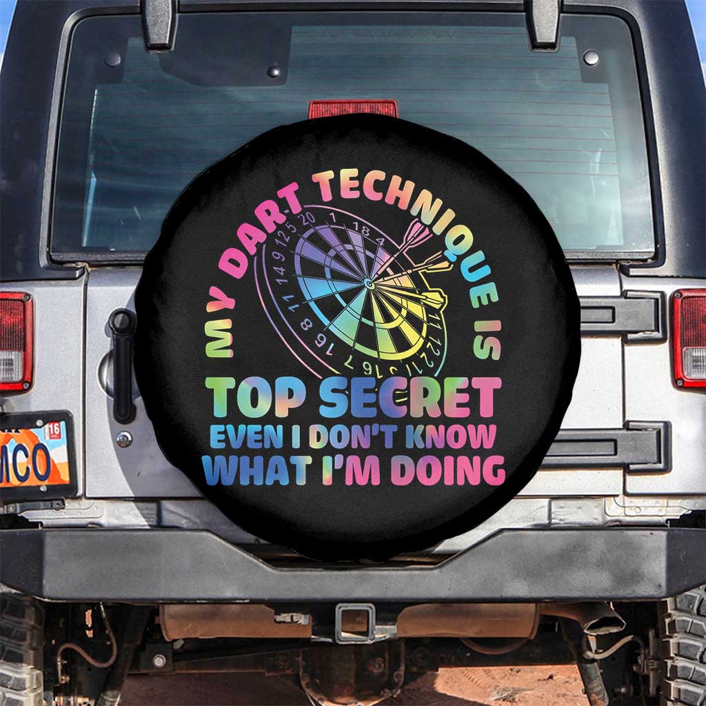My Dart Technique Is Top Secret Spare Tire Cover Vintage Tie Dye Dart Lover TS12 No hole Black Print Your Wear