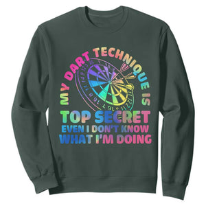 My Dart Technique Is Top Secret Sweatshirt Vintage Tie Dye Dart Lover TS12 Dark Forest Green Print Your Wear