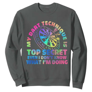 My Dart Technique Is Top Secret Sweatshirt Vintage Tie Dye Dart Lover TS12 Dark Heather Print Your Wear