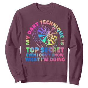 My Dart Technique Is Top Secret Sweatshirt Vintage Tie Dye Dart Lover TS12 Maroon Print Your Wear