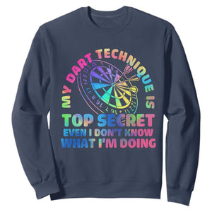My Dart Technique Is Top Secret Sweatshirt Vintage Tie Dye Dart Lover TS12 Navy Print Your Wear