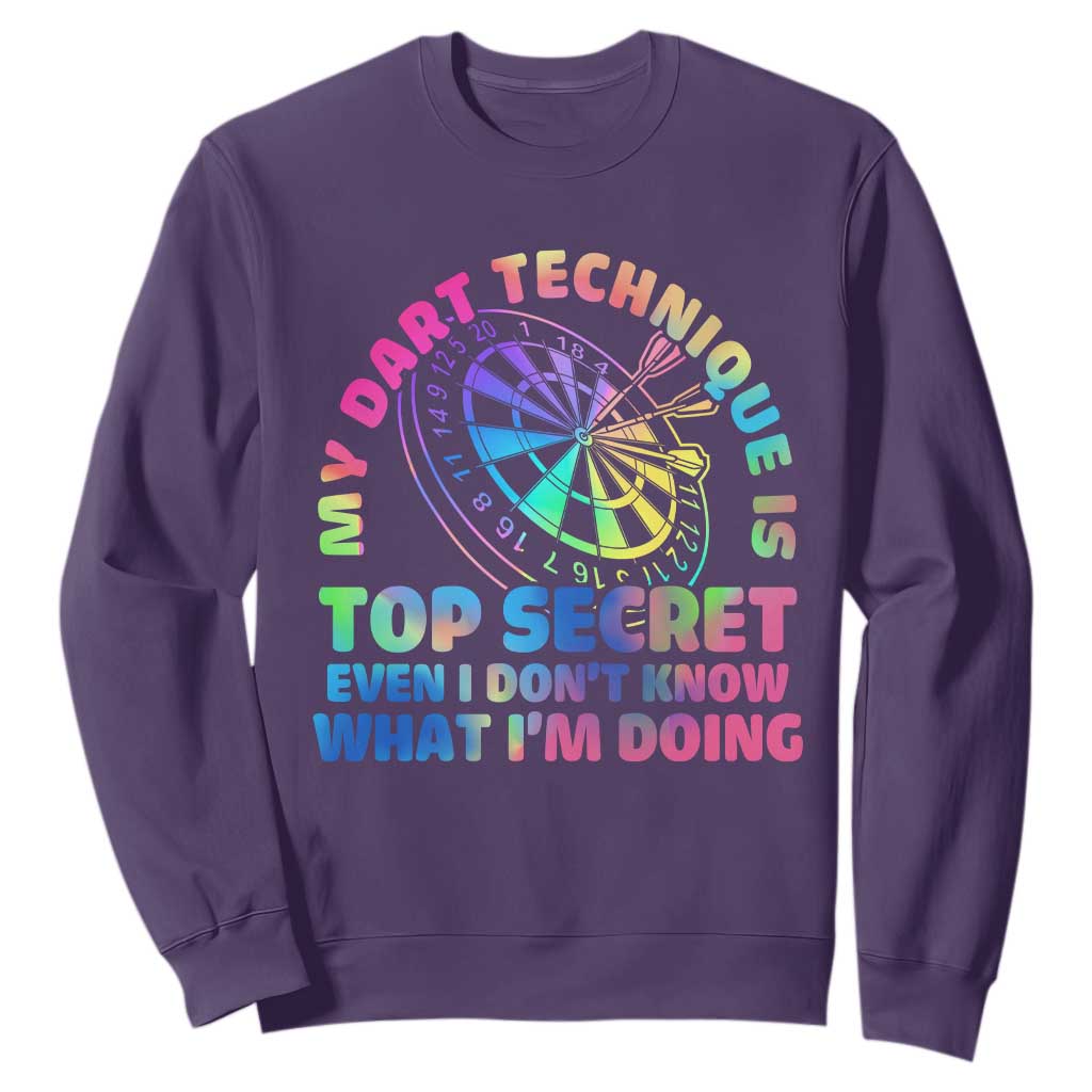 My Dart Technique Is Top Secret Sweatshirt Vintage Tie Dye Dart Lover TS12 Purple Print Your Wear