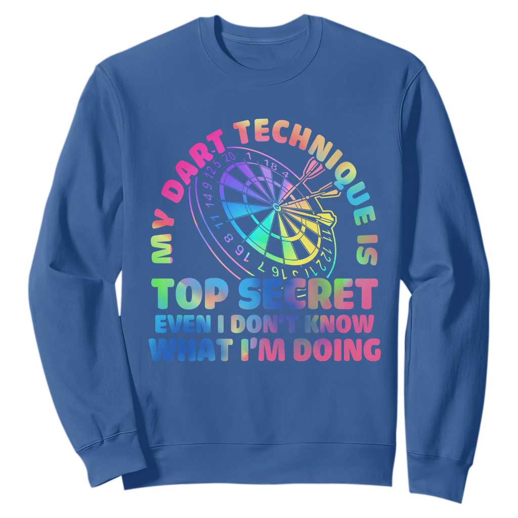 My Dart Technique Is Top Secret Sweatshirt Vintage Tie Dye Dart Lover TS12 Royal Blue Print Your Wear