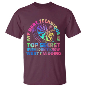 My Dart Technique Is Top Secret T Shirt Vintage Tie Dye Dart Lover TS12 Maroon Print Your Wear