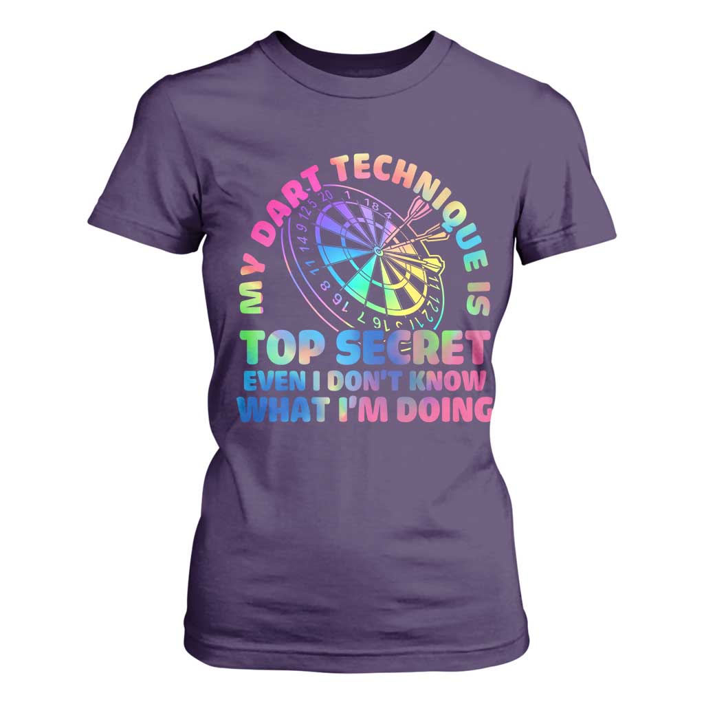 My Dart Technique Is Top Secret T Shirt For Women Vintage Tie Dye Dart Lover TS12 Purple Print Your Wear