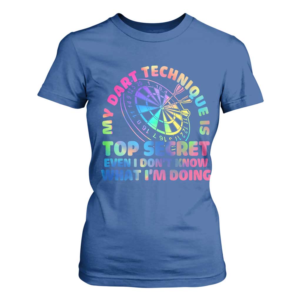 My Dart Technique Is Top Secret T Shirt For Women Vintage Tie Dye Dart Lover TS12 Royal Blue Print Your Wear