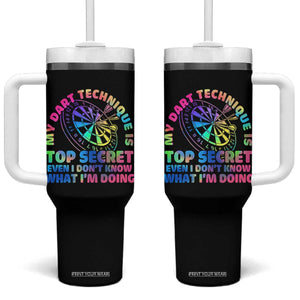 My Dart Technique Is Top Secret Tumbler With Handle Vintage Tie Dye Dart Lover TS12 One Size: 40 oz Black Print Your Wear