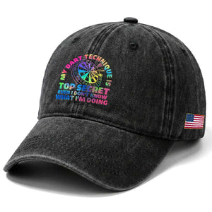 My Dart Technique Is Top Secret Washed Cotton Baseball Cap Vintage Tie Dye Dart Lover TS12 Print Your Wear