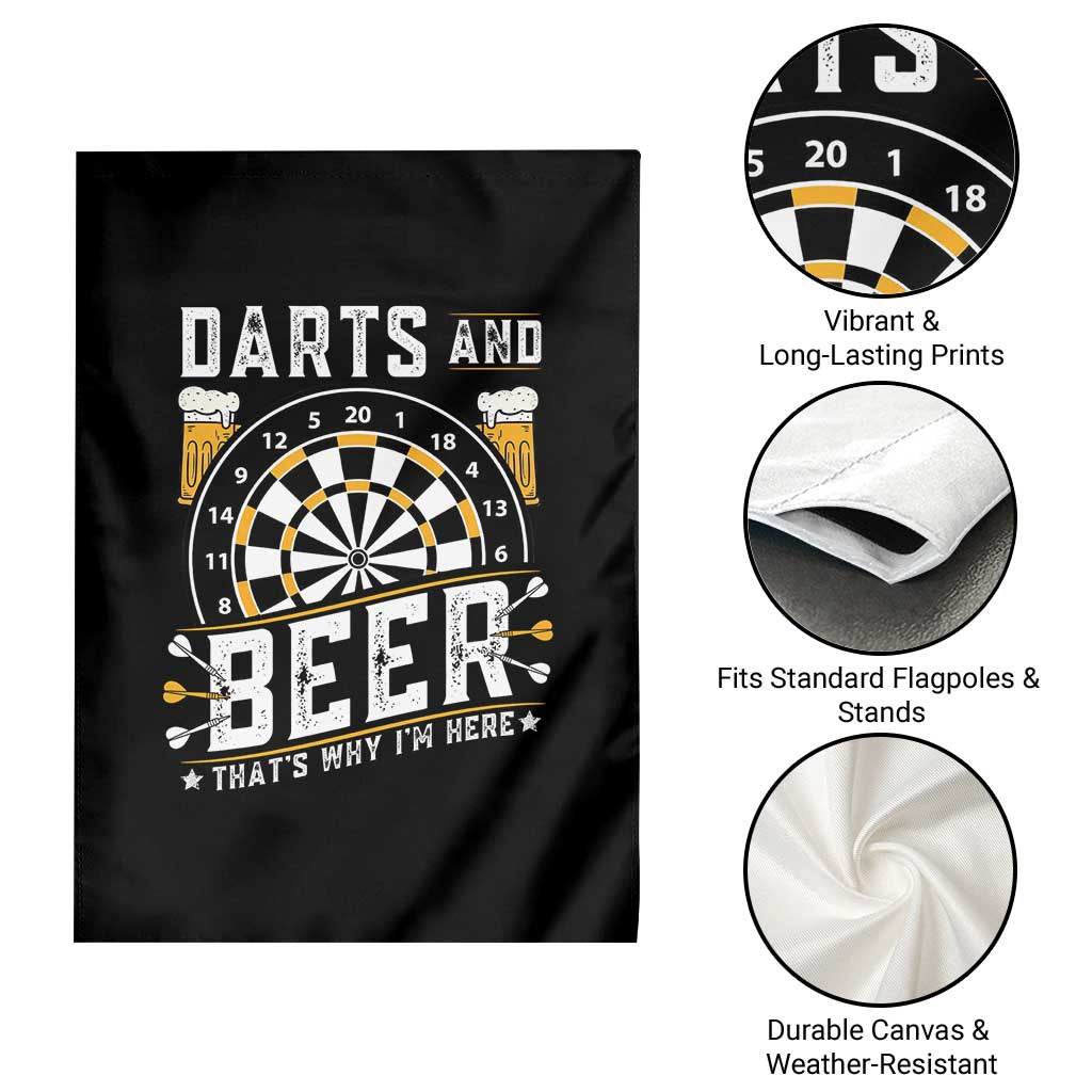 Darts And Beer That Is Why I Am Here Garden Flag Funny Pub Game Darts Lover Gift TS12 Print Your Wear