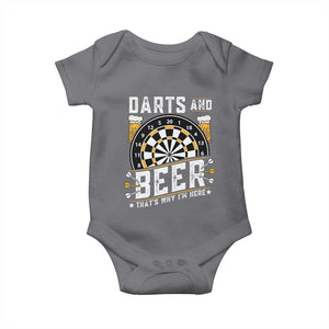 Darts And Beer That Is Why I Am Here Baby Onesie Funny Pub Game Darts Lover Gift TS12 Charcoal Print Your Wear