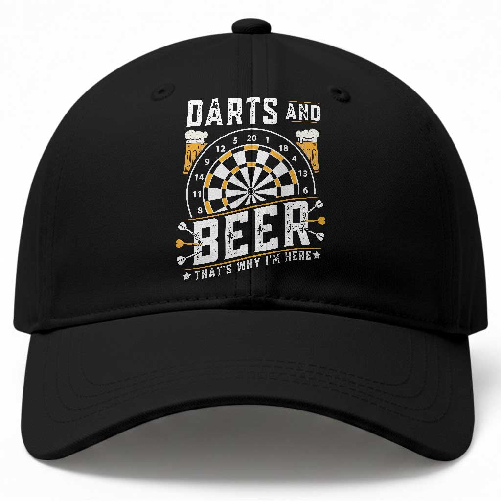 Darts And Beer That Is Why I Am Here Baseball Cap Funny Pub Game Darts Lover Gift TS12 Print Your Wear
