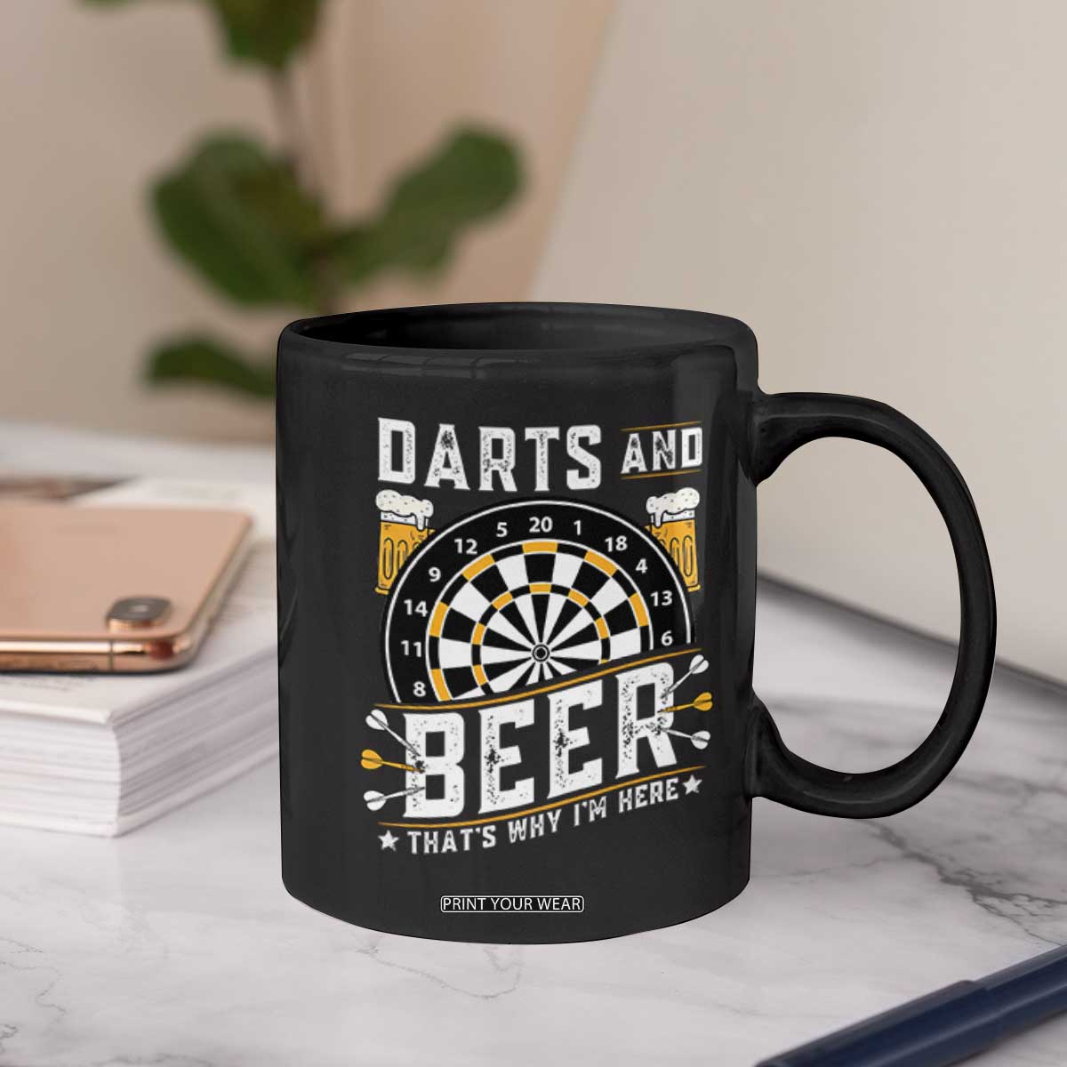Darts And Beer That Is Why I Am Here Coffee Mug Funny Pub Game Darts Lover Gift TS12 Print Your Wear