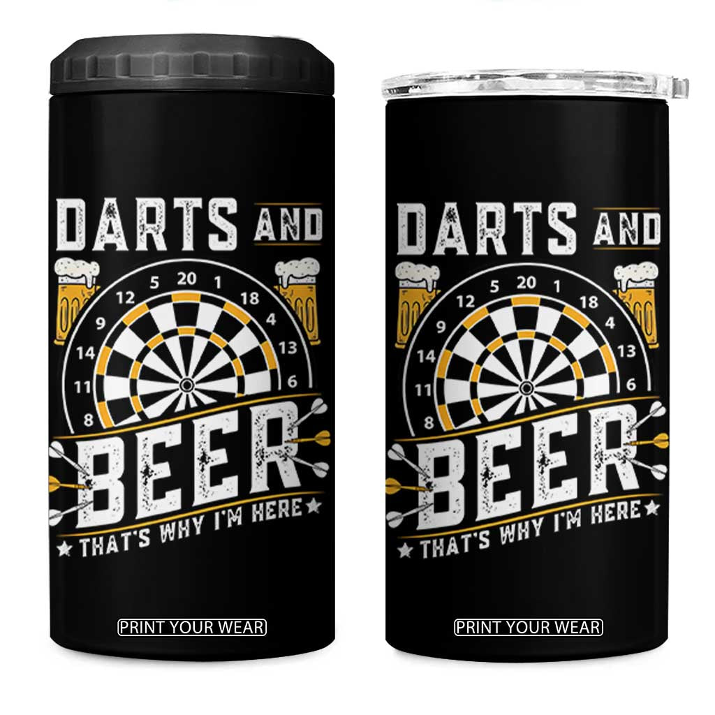 Darts And Beer That Is Why I Am Here 4 in 1 Can Cooler Tumbler Funny Pub Game Darts Lover Gift TS12 One Size: 16 oz Black Print Your Wear