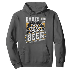 Darts And Beer That Is Why I Am Here Hoodie Funny Pub Game Darts Lover Gift TS12 Dark Heather Print Your Wear