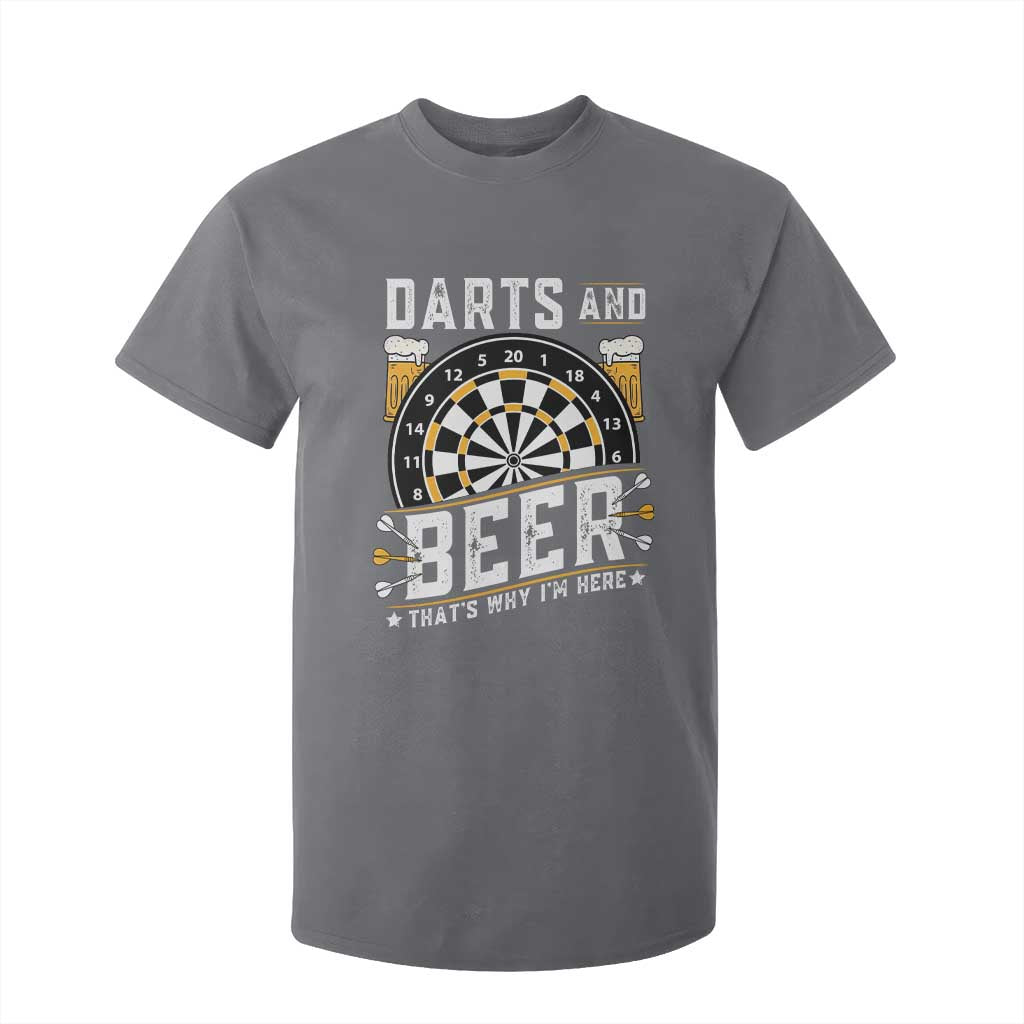 Darts And Beer That Is Why I Am Here T Shirt For Kid Funny Pub Game Darts Lover Gift TS12 Charcoal Print Your Wear