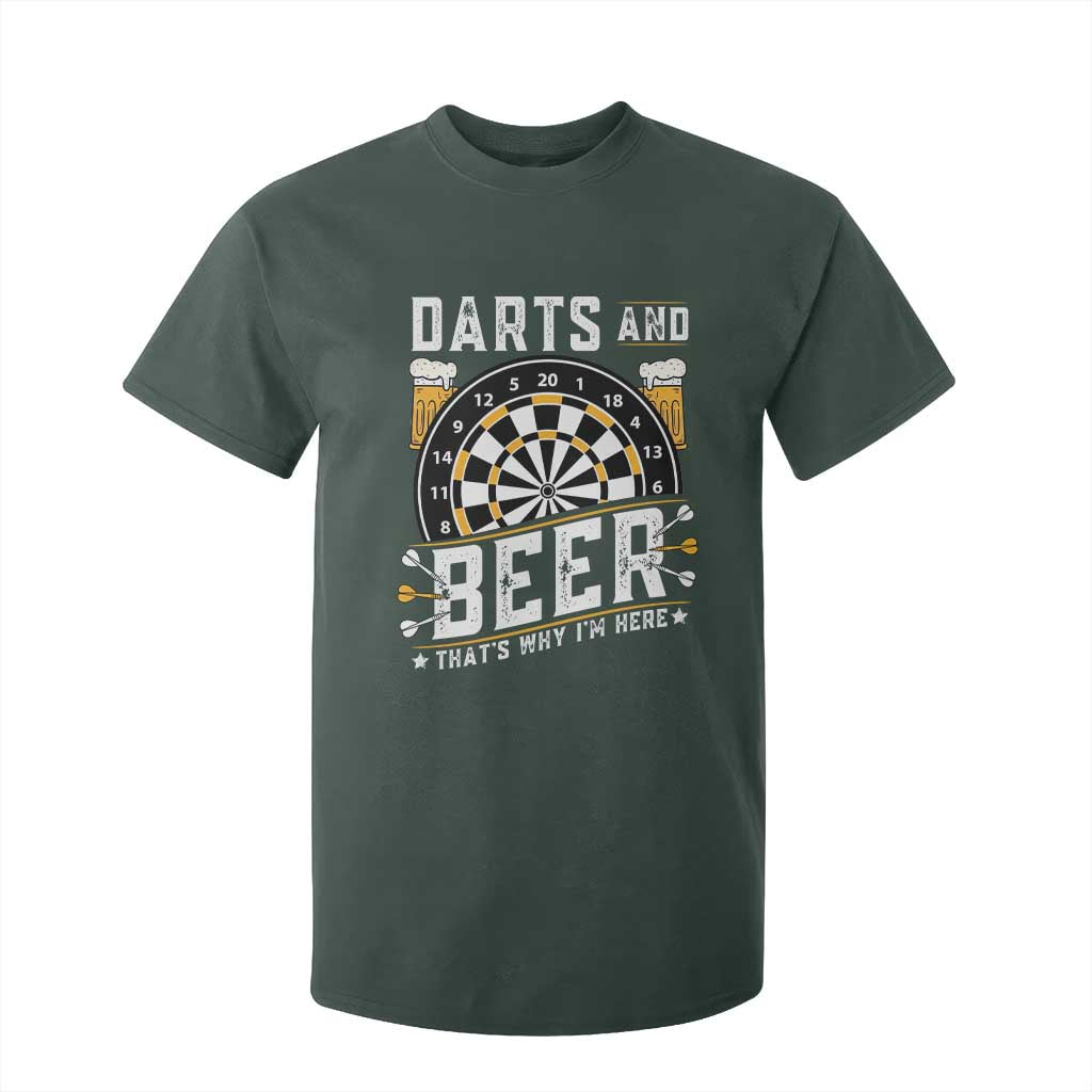 Darts And Beer That Is Why I Am Here T Shirt For Kid Funny Pub Game Darts Lover Gift TS12 Dark Forest Green Print Your Wear