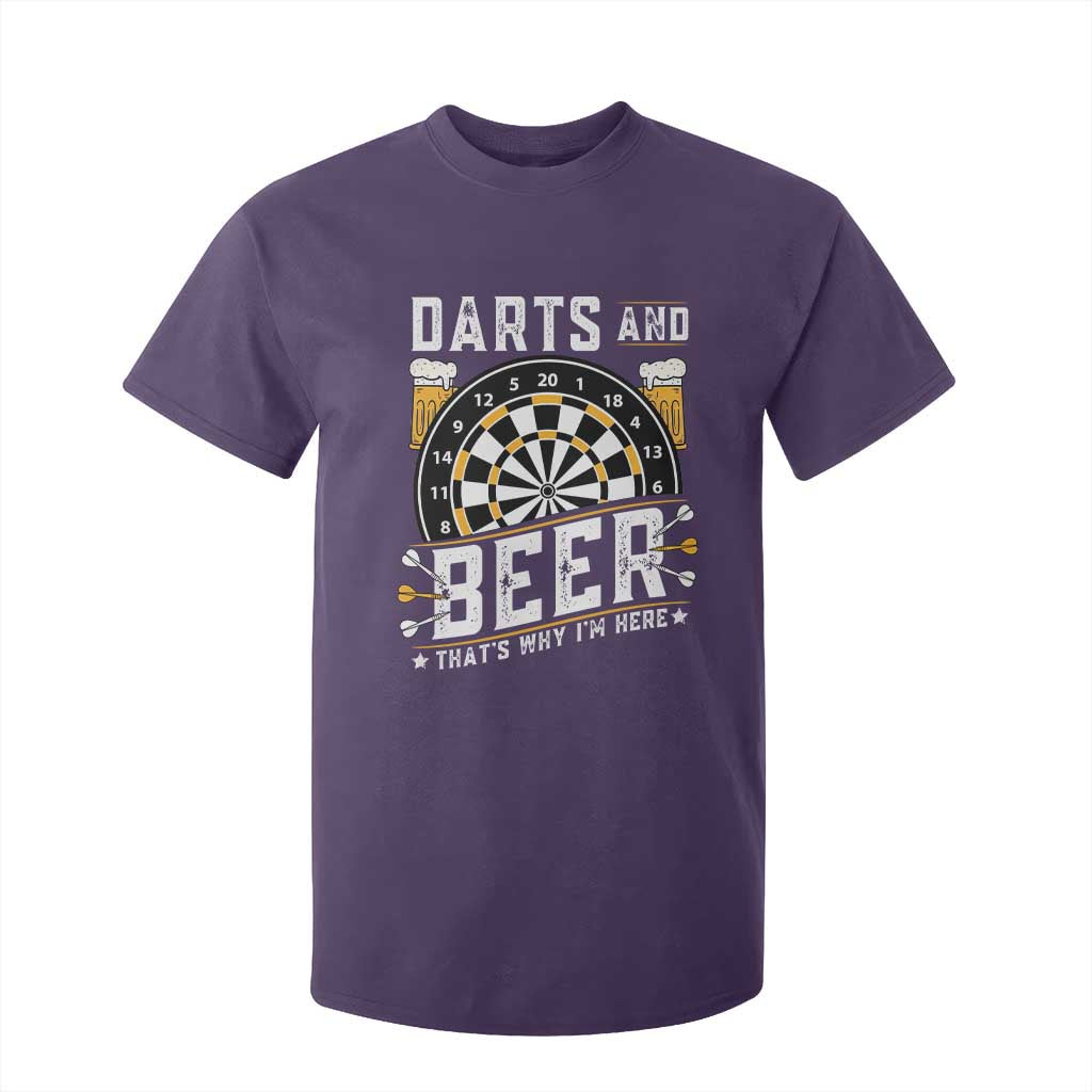Darts And Beer That Is Why I Am Here T Shirt For Kid Funny Pub Game Darts Lover Gift TS12 Purple Print Your Wear