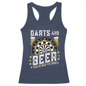 Darts And Beer That Is Why I Am Here Racerback Tank Top Funny Pub Game Darts Lover Gift TS12 Navy Print Your Wear