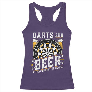 Darts And Beer That Is Why I Am Here Racerback Tank Top Funny Pub Game Darts Lover Gift TS12 Purple Print Your Wear