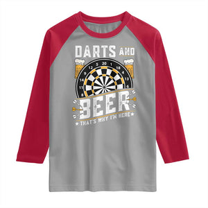 Darts And Beer That Is Why I Am Here Raglan Shirt Funny Pub Game Darts Lover Gift TS12 Sport Gray Red Print Your Wear