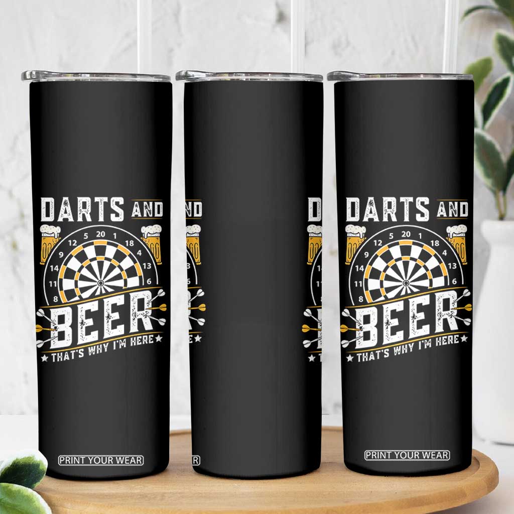 Darts And Beer That Is Why I Am Here Skinny Tumbler Funny Pub Game Darts Lover Gift TS12 Print Your Wear