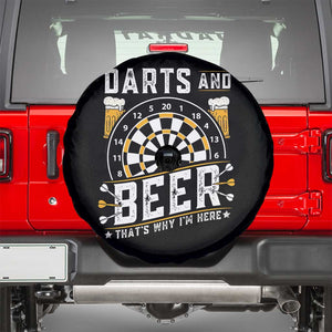 Darts And Beer That Is Why I Am Here Spare Tire Cover Funny Pub Game Darts Lover Gift TS12 Black Print Your Wear