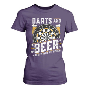 Darts And Beer That Is Why I Am Here T Shirt For Women Funny Pub Game Darts Lover Gift TS12 Purple Print Your Wear