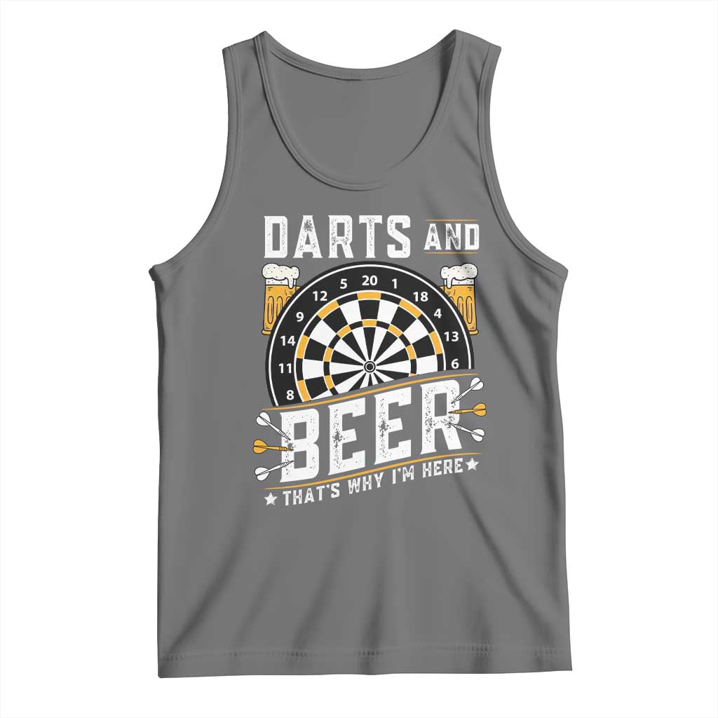 Darts And Beer That Is Why I Am Here Tank Top Funny Pub Game Darts Lover Gift TS12 Black Heather Print Your Wear