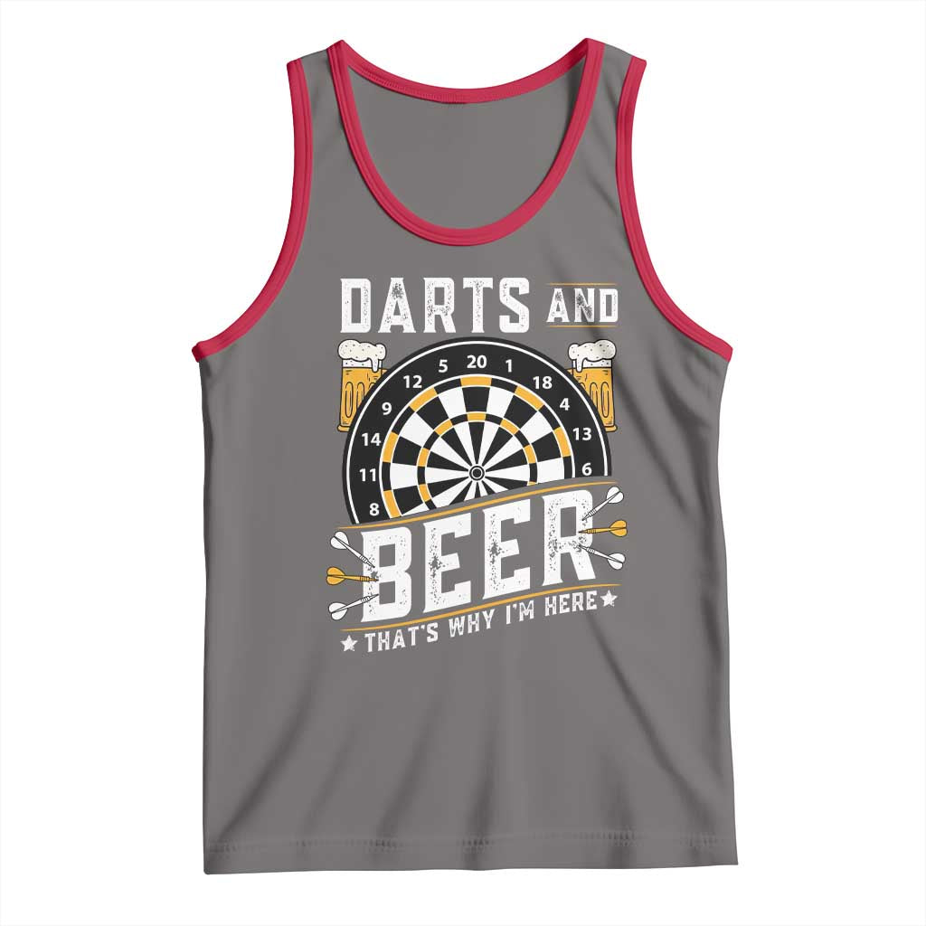 Darts And Beer That Is Why I Am Here Tank Top Funny Pub Game Darts Lover Gift TS12 Deep Heather Red Print Your Wear