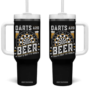 Darts And Beer That Is Why I Am Here Tumbler With Handle Funny Pub Game Darts Lover Gift TS12 One Size: 40 oz Black Print Your Wear