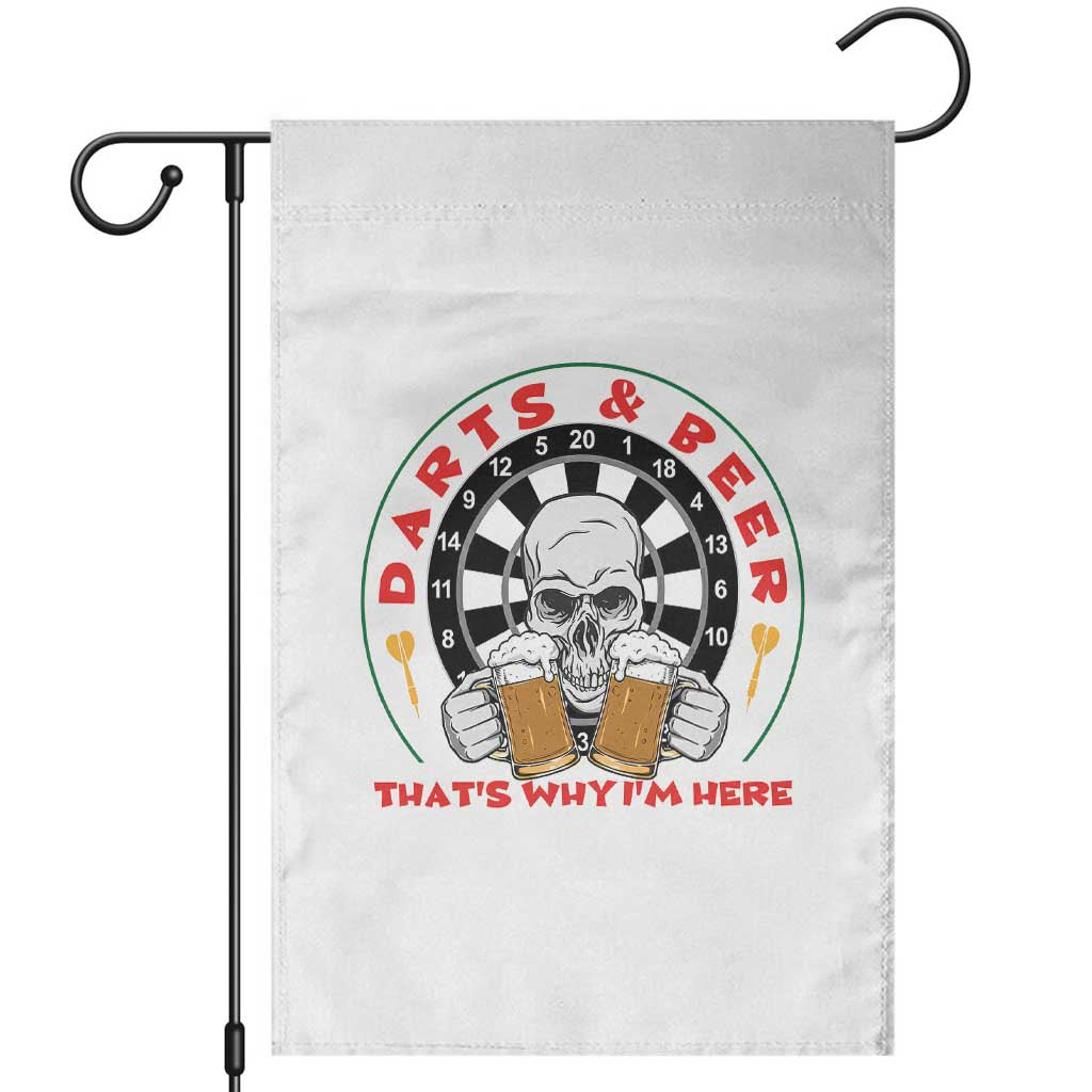 Funny Skeleton Darts Player Beer Lover Garden Flag That Is Why I Am Here TS12 Black Print Your Wear