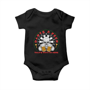 Funny Skeleton Darts Player Beer Lover Baby Onesie That Is Why I Am Here TS12 Black Print Your Wear