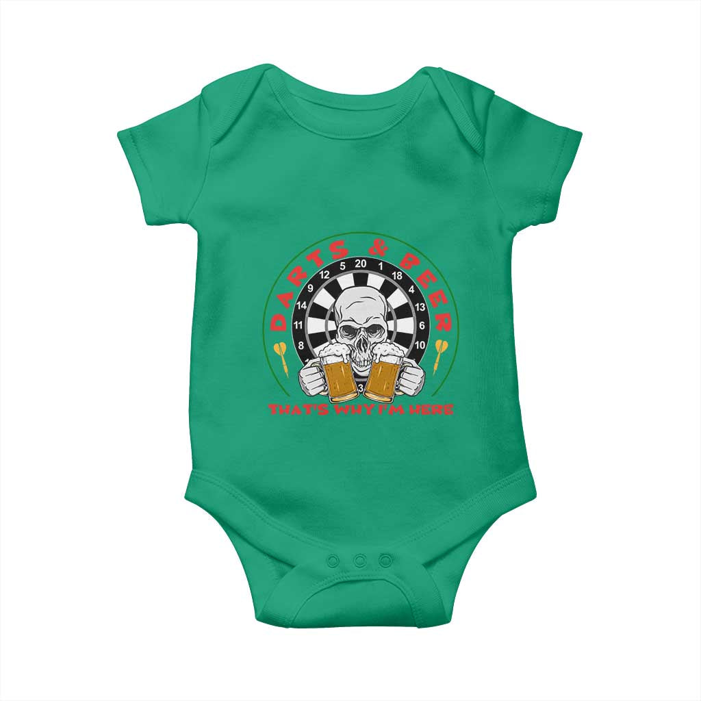 Funny Skeleton Darts Player Beer Lover Baby Onesie That Is Why I Am Here TS12 Irish Green Print Your Wear