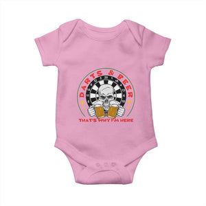 Funny Skeleton Darts Player Beer Lover Baby Onesie That Is Why I Am Here TS12 Light Pink Print Your Wear