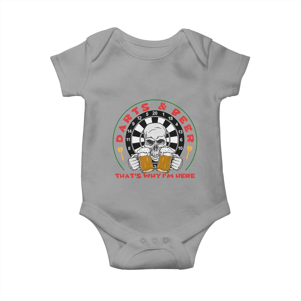 Funny Skeleton Darts Player Beer Lover Baby Onesie That Is Why I Am Here TS12 Sport Gray Print Your Wear