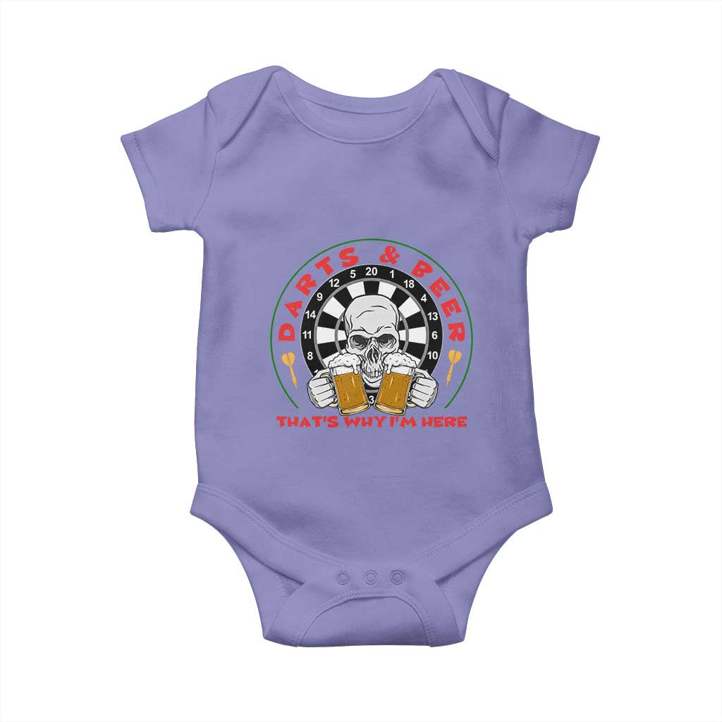 Funny Skeleton Darts Player Beer Lover Baby Onesie That Is Why I Am Here TS12 Violet Print Your Wear