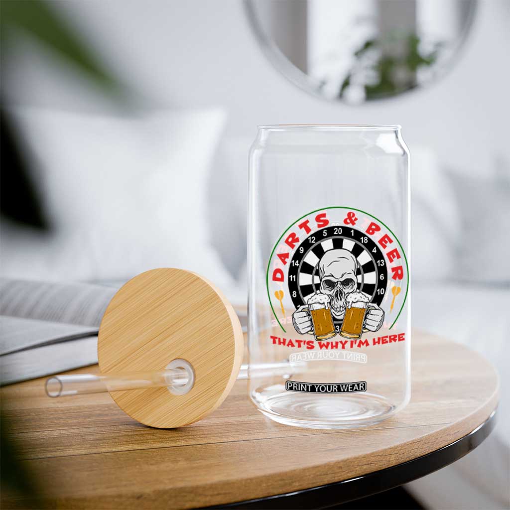 Funny Skeleton Darts Player Beer Lover Glass Can That Is Why I Am Here TS12 Print Your Wear