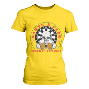 Funny Skeleton Darts Player Beer Lover T Shirt For Women That Is Why I Am Here TS12 Daisy Print Your Wear