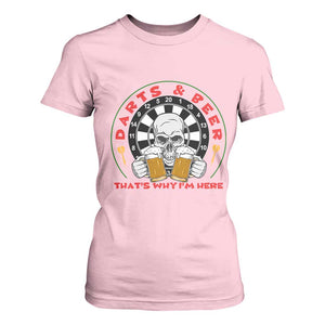 Funny Skeleton Darts Player Beer Lover T Shirt For Women That Is Why I Am Here TS12 Light Pink Print Your Wear